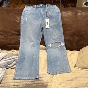 Stylish Light Blue Distressed Flare Jeans